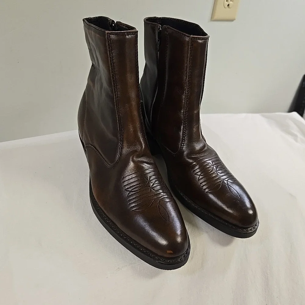 Laredo Men's Fletcher Brown Leather Zipper Ankle Boots 62004 Size 9.5 EW - Picture 13 of 13